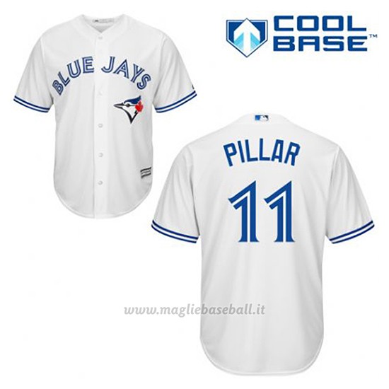 Maglia Baseball Uomo Toronto Blue Jays Kevin Pillar 11 Bianco 1ªCool Base